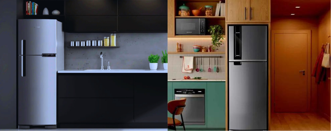 Comparação entre as geladeiras Brastemp BRM44 e BRM46.